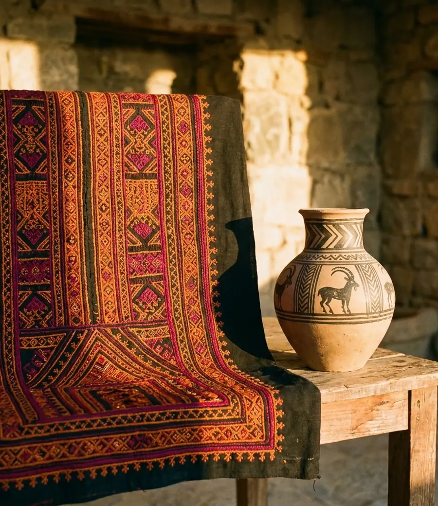 تطريز بلوشي ملون يمثل حرف سيستان وبلوشستان