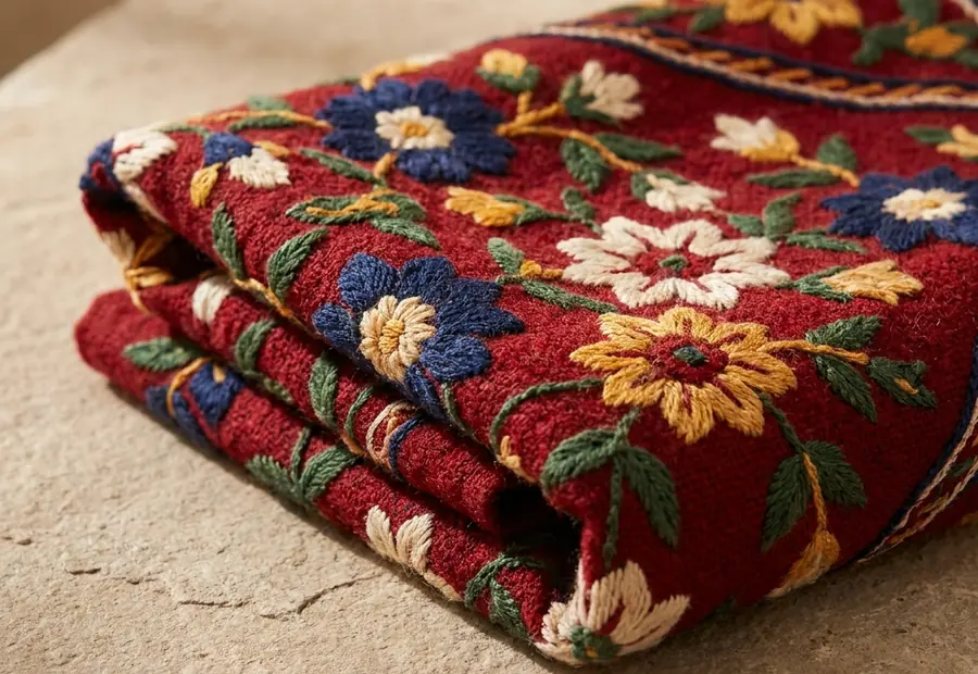 رومیزی پتهدوزی کرمان با دوختهای رنگی