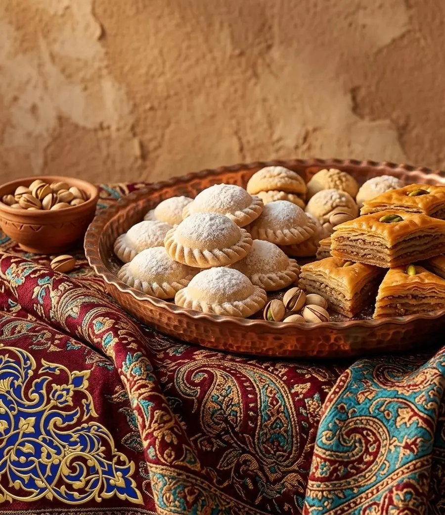 ترمه و شیرینیهای سنتی یزد در یک چیدمان سوغات